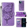 thumbnail image 1 of Allytech For iPhone 13 6.1 inch Soft TPU Case,Stylish Diamond Embossed Butterfly PU Leather 360 Protection Shockproof Flip Folio Wallet Card Slots Holder Cover.For iPhone 13,Lightpurple, 1 of 12