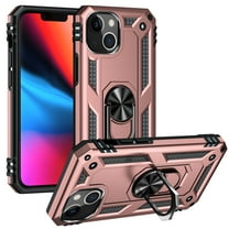 Allytech iPhone 13 Case, iPhone 13 Case with Kickstand, Military Grade Protection Shockproof 360 Degree Stand Ring Holder Magnetic Car Mount Case Cover for Apple iPhone 13, Rosegold