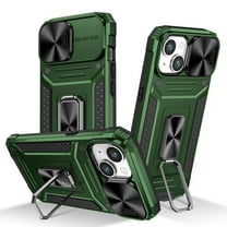 Allytech iPhone 13 Case with Kickstand, Sliding Camera Lens Protector Rugged Hybrid Military Grade Shockproof Bumper Phone Case for Apple iPhone 13 - Green