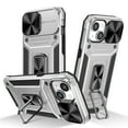 thumbnail image 1 of Allytech iPhone 13 Case with Kickstand, Sliding Camera Lens Protector Rugged Hybrid Military Grade Shockproof Bumper Phone Case for Apple iPhone 13 - Silver, 1 of 10