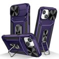 thumbnail image 1 of Allytech iPhone 13 Case with Kickstand, Sliding Camera Lens Protector Rugged Hybrid Military Grade Shockproof Bumper Phone Case for Apple iPhone 13 - Purple, 1 of 10