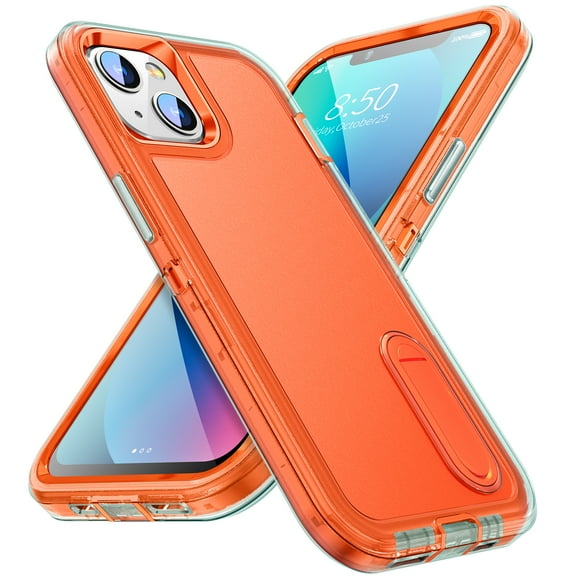 Allytech iPhone 13 Case with Stand, iPhone 13 Cover, Military Grade Shockproof Heavy Duty Protection Hybrid Rugged Bumper Kickstand Scratch Resistant Case Cover for Apple iPhone 13, Orange