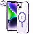 thumbnail image 1 of Allytech iPhone 13 Clear Case, iPhone 13 Magsafe Case with Stand, Clear Back Cover Shockproof Anti-scratch Protective Slim Transparent Case Cover for Apple iPhone 13 6.1" - Purple, 1 of 7