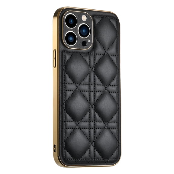 Allytech for iPhone 13 Pro 6.1 Inch High Quality PU Leather Case, Electroplated Frame Soft TPU Air Cushion Backpanel Shockproof and Scratchproof Case Cover for iPhone 13 Pro, Black