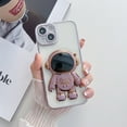 thumbnail image 1 of Allytech for iPhone 13 Pro 6.1 Inch Slim Gold Plated Frame Shockproof Phone Case, Raised Cute Astronaut Icon Hidden Stand Clear Back Phone Case for iPhone 13 Pro, Purple, 1 of 7