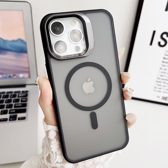 Allytech for iPhone 13 Pro Case with Camera Kickstand - Camera Cover with 9H HD Tempered Glass - Compatible with MagSafe - Slim Shockproof Translucent Anti-Fingerprint Matte Back Cover, Black
