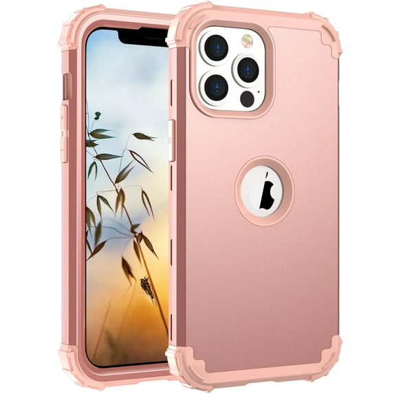 Allytech iPhone 13 Pro Case and Cover, Hard PC Back + Flexible TPU Inner Hybrid Protective Anti-Scratched Shock-Absorbing (Without Screen Protector) Case for iPhone 13 Pro 6.1" 2021,Rosegold