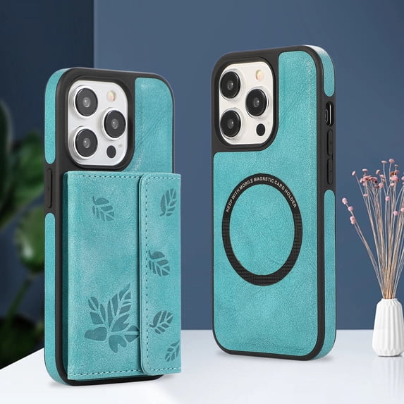 Allytech iPhone 13 Pro Case with Detachable Magnetic Cards Holder, 2 In 1 Wallet Case Stylish Stand Compatible with Magsafe Shockproof Wallet Mangetic Cover for Apple iPhone 13 Pro - Green