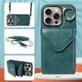 thumbnail image 1 of Allytech iPhone 13 Pro Case with Ring Holder & Shoulder Strap, Retro PU Leather Cards Slots Kickstand Detachable Lanyard Shockproof Wallet Case Cover for Apple iPhone 13 Pro - Green, 1 of 14