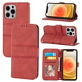 thumbnail image 1 of Allytech iPhone 13 Pro Max Case with 3 Credit Cards Holder, Crossbody Shoulder Strap Flip Stand Purse PU Leather Soft TPU Bumper Protective Cover for iPhone 13 Pro Max 6.7" 2021, Red, 1 of 10