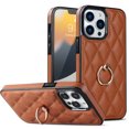 thumbnail image 1 of Allytech iPhone 13 Pro Max Case with Finger Ring, 360° Rotatable Ring Holder Kickstand Luxury PU Leather Non-Slip Shockproof Business Women Men Phone Covers for Apple iPhone 13 Pro Max 6.7", Brown, 1 of 8
