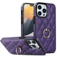 thumbnail image 1 of Allytech iPhone 13 Pro Max Case with Finger Ring, 360° Rotatable Ring Holder Kickstand Luxury PU Leather Non-Slip Shockproof Business Women Men Phone Covers for Apple iPhone 13 Pro Max 6.7", Purple, 1 of 8
