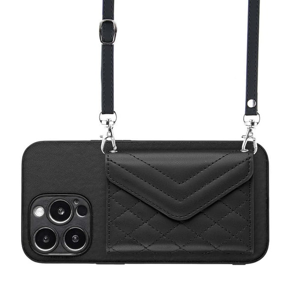 Allytech iPhone 13 Pro Max Case Wallet with Shoulder Strap, Luxury Back Cover for Girls Women PU Leather Shockproof Cards Holder Stand Magnetic Closure Phone Case for Apple iPhone 13 Pro Max, Black