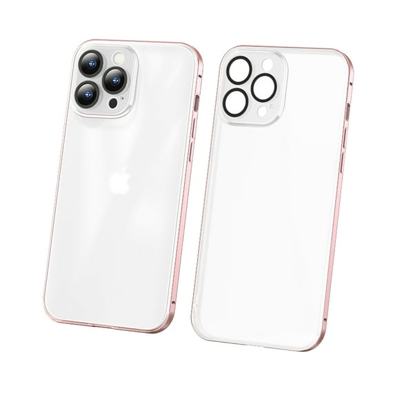 Allytech iPhone 13 Pro Max Clear Case, Ultra Slim Hard Aluminum Alloy+Soft TPU With Shockproof Dust/Dirt Proof Cover for iPhone 13 Pro Max 6.7 inch. Pink