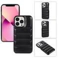 thumbnail image 1 of Allytech for iPhone 13 Pro Max Slim Case, Stylish Solid Color PU Leather Puffer 3D Down Jacket Case for Women Men, Shockproof Anti-Scratch Non-Slip Rugged Back Case for iPhone 13 Pro Max, Black, 1 of 7