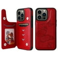 thumbnail image 1 of Allytech iPhone 13 Pro Max Wallet Case with Card Holder, PU Leather Butterfly Embossed Kickstand Magnetic Closure Shockproof Protection Case Cover for Apple iPhone 13 Pro Max 6.7",Red, 1 of 9