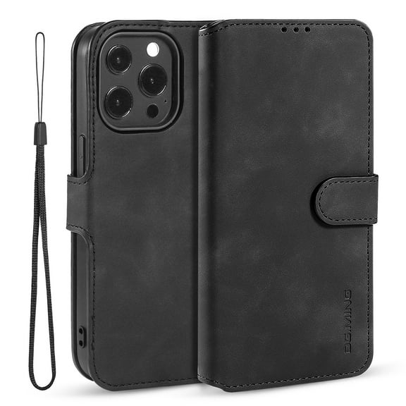 Allytech iPhone 13 Pro Max Wallet Case with Card Holder, Premium PU Leather Magnetic Closure Stand TPU Back Shockproof Shell Case with Detachable Hand Strap for iPhone 13 Pro Max 6.7-inch 2021, Black