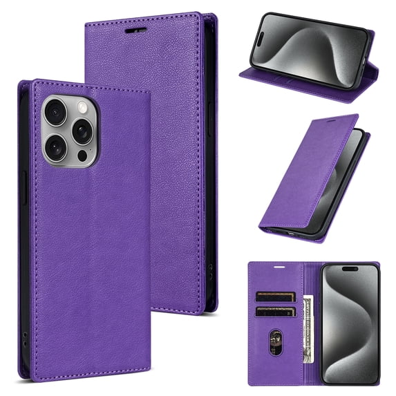 Allytech iPhone 13 Pro Max Wallet Case, Premium PU Leather RFID Blocking Cards Holder Flip Cover Stand Shockproof Anti-Scratch Phone Case for Apple iPhone 13 Pro Max - Purple