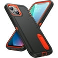 thumbnail image 1 of Allytech iPhone 13 mini Case with Stand, Military Grade Shockproof Heavy Duty Protection Hybrid Rugged Bumper Kickstand Scratch Resistant Case Cover for Apple iPhone 13 mini, Black/Orange, 1 of 8