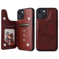 thumbnail image 1 of Allytech iPhone 13 mini Wallet Case with Card Holder, PU Leather Butterfly Embossed Kickstand Magnetic Closure Shockproof Protection Case Cover for Apple iPhone 13 mini 5.4",Brown, 1 of 9