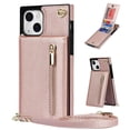 thumbnail image 1 of Allytech for iPhone 14 2022 Case with Crossbody Strap, PU Leather Stand Wallet Purse Case with Credit Card Slots Zipper Pocket Detachable Shoulder Strap Case for iPhone 14 6.1", Rosegold, 1 of 12