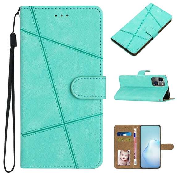 Allytech for iPhone 14 5G 2022 Case, Premium Durable PU Leather Shockproof Magnetic Closure Hand Strap Wallet Stand Case with Card Slots for iPhone 14 6.1" 2022, Green