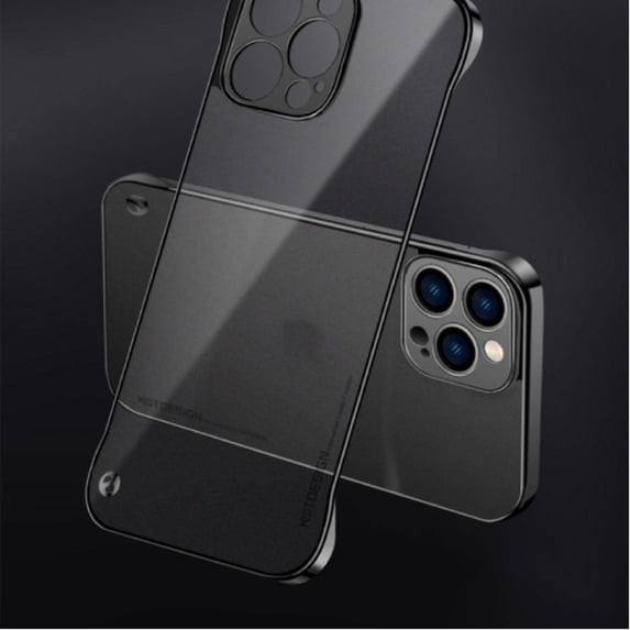 Allytech for iPhone 14 6.1 Inch Clear Case, Not Yellowing Shockproof Frosted Camera Protection Case Hard PC Phone Case with Protective Bumper Slim Fit for iPhone 14,Black