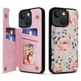 thumbnail image 1 of Allytech iPhone 14 Case with Card Holder, Stylish Flower with Glitter Bling Rhinestone Stand Shockproof Slim Fit Bumper Wallet Case for Apple iPhone 14 - Flower, 1 of 1