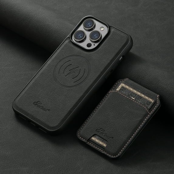 Allytech iPhone 14 Case Cover with Detachable Magsafe Wallet, Premium PU Leather Cards Slots Holder Wireless Charging Stand Phone Case for Apple iPhone 14 - Black