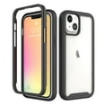 thumbnail image 1 of Allytech for iPhone 14 Case with Tempered Glass Screen Protector, Slim Fit Two Layer Drop Protection Shockproof Clear Hard Back Case for Apple iPhone 14 6.1" 2022, Black, 1 of 9
