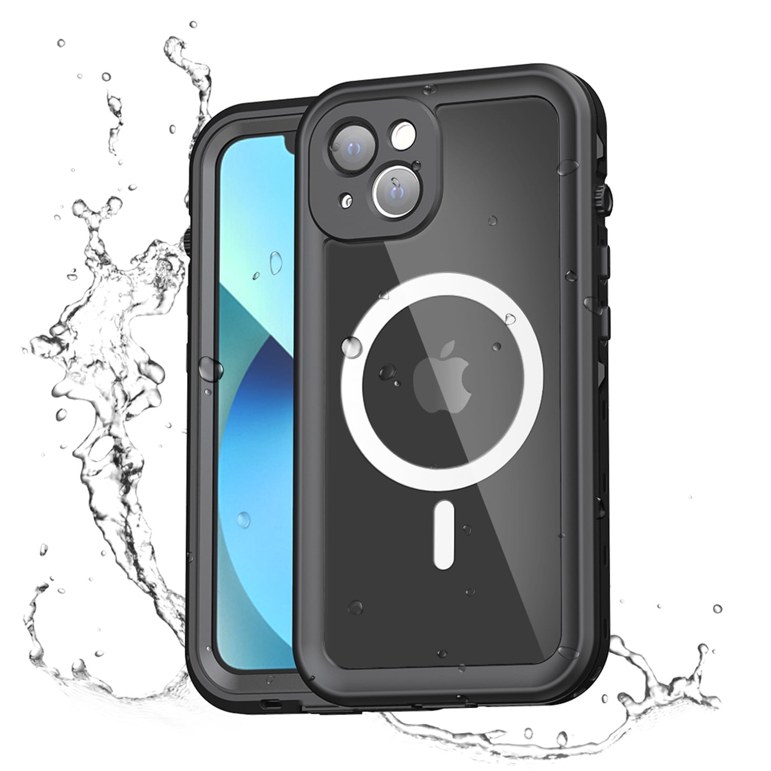 Allytech iPhone 14 Case Waterproof, Magsafe Wireless Charging Full Body Protection Dust Proof Waterproof Build-in Screen Protector Daily Use Phone Case Cover for Apple iPhone 14 6.1" 5G, Black