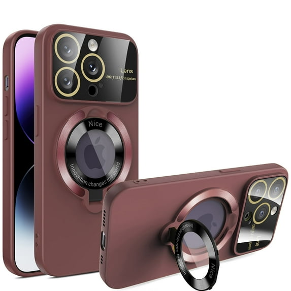 Allytech iPhone 14 Mangetic Case, Compatible with Magsafe Kickstand Camera Lens Protective Shockproof Bumper Rugged Hybrid Phone Case for Apple iPhone 14 - Red