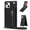 thumbnail image 1 of Allytech for iPhone 14 Plus 2022 Case with Crossbody Strap, PU Leather Stand Wallet Purse Case with Credit Card Slots Zipper Pocket Detachable Shoulder Strap Case for iPhone 14 Plus 6.7", Black, 1 of 12