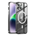 thumbnail image 1 of Allytech for iPhone 14 Plus 6.7 inch Magnetic Clear Case,Luxury Metal Camera Lens Protective Magsafe Shockproof Hybrid Rugged Ultra Slim Fit Glossy Back Phone Cover.For iPhone 14 Plus,Black, 1 of 8