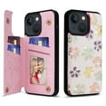 thumbnail image 1 of Allytech iPhone 14 Plus Case with Card Holder, Stylish Flower with Glitter Bling Rhinestone Stand Shockproof Slim Fit Bumper Wallet Case for Apple iPhone 14 Plus - Floret, 1 of 7