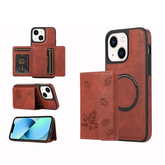 Allytech iPhone 14 Plus Case with Detachable Magnetic Cards Holder, 2 In 1 Wallet Case Stylish Stand Compatible with Magsafe Shockproof Wallet Mangetic Cover for Apple iPhone 14 Plus - Winered
