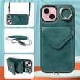 thumbnail image 1 of Allytech iPhone 14 Plus Case with Ring Holder & Shoulder Strap, Retro PU Leather Cards Slots Kickstand Detachable Lanyard Shockproof Wallet Case Cover for Apple iPhone 14 Plus - Green, 1 of 14
