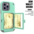 thumbnail image 1 of Allytech for iPhone 14 Plus Case - Shockproof Wallet Case with Credit Card Holder & Hidden Mirror, All-Round Protection Shockproof Phone Cover Designed for iPhone 14 Plus, Mintgreen, 1 of 6