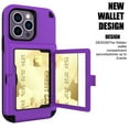 thumbnail image 1 of Allytech for iPhone 14 Plus Case - Shockproof Wallet Case with Credit Card Holder & Hidden Mirror, All-Round Protection Shockproof Phone Cover Designed for iPhone 14 Plus, Purple, 1 of 6