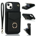 thumbnail image 1 of Allytech for  iPhone 14 Plus Case Wallet with Card Holder, 360°Rotation Finger Ring Holder Kickstand RFID Blocking PU Leather Protective Case with Hand Strap Case for iPhone 14 Plus 6.7" 2022, Black, 1 of 9