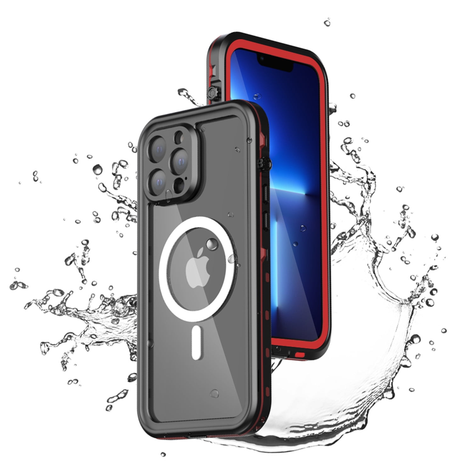 Allytech iPhone 14 Plus Case Waterproof, Magsafe Wireless Charging Full Body Protection Dust Proof Waterproof Build-in Screen Protector Daily Use Phone Case Cover for Apple iPhone 14 Plus- Red