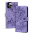thumbnail image 1 of Allytech For iPhone 14 Plus PU Leather Wallet Case,Luxury Cute Comic Sakura Cat Embossed Pattern Magnetic Closure Flip Card Slots Stand Shockproof Cover with Wrist Strap.For iPhone 14 Plus,Purple, 1 of 8