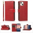 thumbnail image 1 of Allytech iPhone 14 Plus Wallet Case, 9 Cards Holder Zipper Wallet Case for Women Men Shockproof Hand Strap Full Protective Flip Stand Case Cover for  Apple iPhone 14 Plus 6.7" - Red, 1 of 8