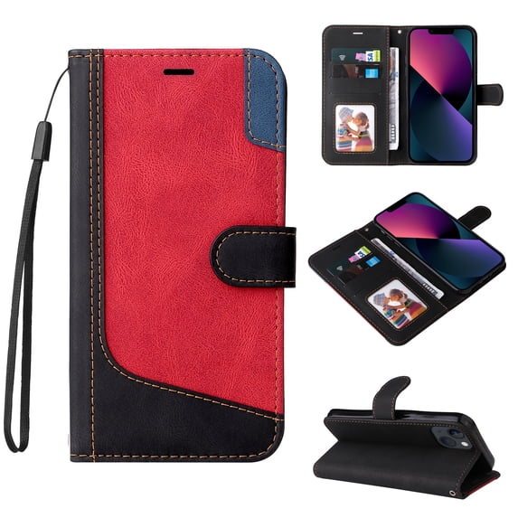 Allytech for iPhone 14 Plus Wallet Case with Card Slots Holder and Wrist Strap, PU Leather Kickstand Flip Folio TPU Bumper Shockproof Case for iPhone 14 Plus 6.7" 5G 2022, Black