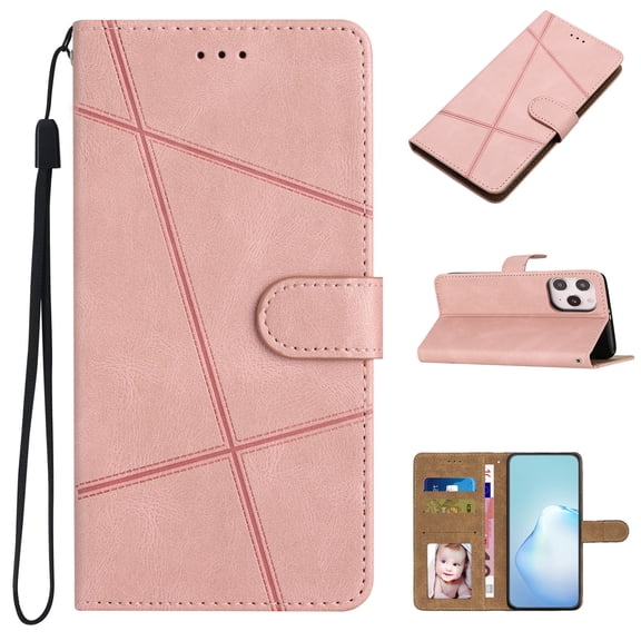 Allytech for iPhone 14 Pro 5G 2022 Case, Premium Durable PU Leather Shockproof Magnetic Closure Hand Strap Wallet Stand Case with Card Slots for iPhone 14 Pro 6.1" 2022, Rosegold