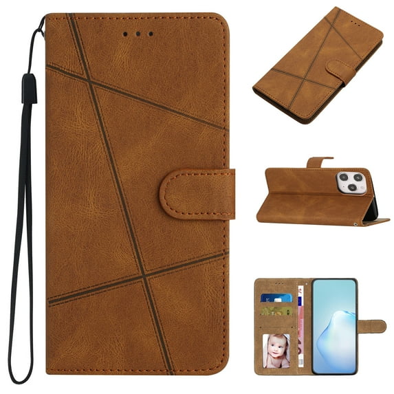 Allytech for iPhone 14 Pro 5G 2022 Case, Premium Durable PU Leather Shockproof Magnetic Closure Hand Strap Wallet Stand Case with Card Slots for iPhone 14 Pro 6.1" 2022, Brown