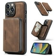 thumbnail image 1 of Allytech for iPhone 14 Pro Case 2022, Vegan PU Leather Anti-Scratch Magnetic Detachable Wallet Zipper Purse Stand Case with Card Slots for iPhone 14 Pro 6.1", Brown, 1 of 8