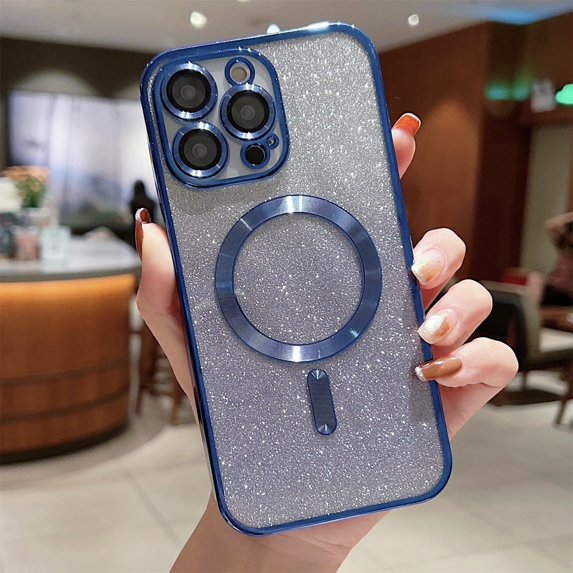Allytech for iPhone 14 Pro Case, Compatible with MagSafe Gradient Bling Glitter Women Girly Luxury Clear TPU Plating Case Cover with Camera Lens Protector for iPhone 14 Pro 5G 6.1 INCH 2022, Navyblue