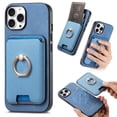 thumbnail image 1 of Allytech iPhone 14 Pro Case, Detachable Magnetic Wallet Case with Card Holder & Ring Stand, Support Car Mount, Premium PU Leather Shockproof Durable Protective Slim Case Cover - Blue, 1 of 11