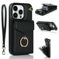 thumbnail image 1 of Allytech for iPhone 14 Pro Case Wallet with Card Holder, 360°Rotation Finger Ring Holder Kickstand RFID Blocking PU Leather Protective Case with Hand Strap Case for iPhone 14 Pro 6.1" 2022, Black, 1 of 9